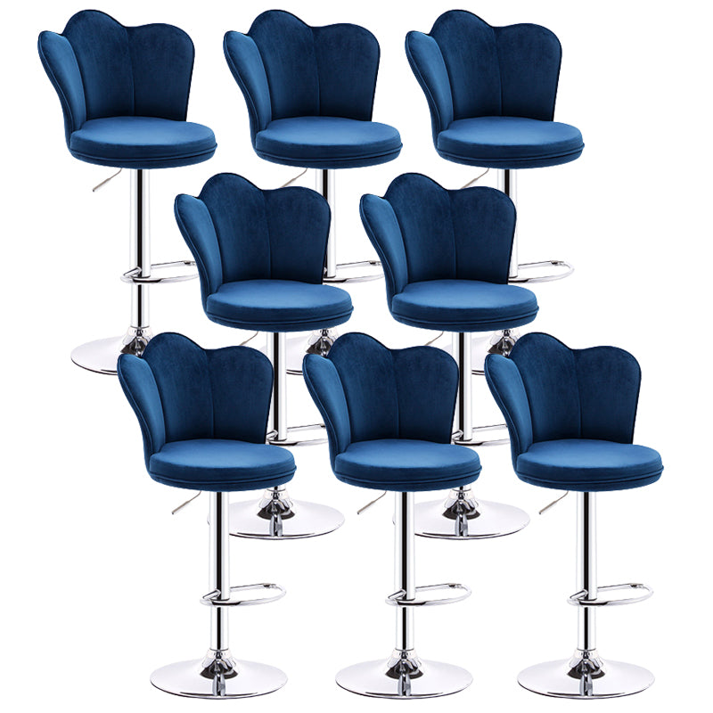 Contemporary Metal Barstool Velvet Footrest Low Back Stool with Swivel in Matte Finish Royal Blue 8 Piece Set Bar Stool(31"H) Clearhalo 'Bar Furniture' 'Bar Stools' 'bar_stools' 'furn' 'furn_bar_stools' 'Furniture' 'Kitchen & Dining Furniture' 5813186