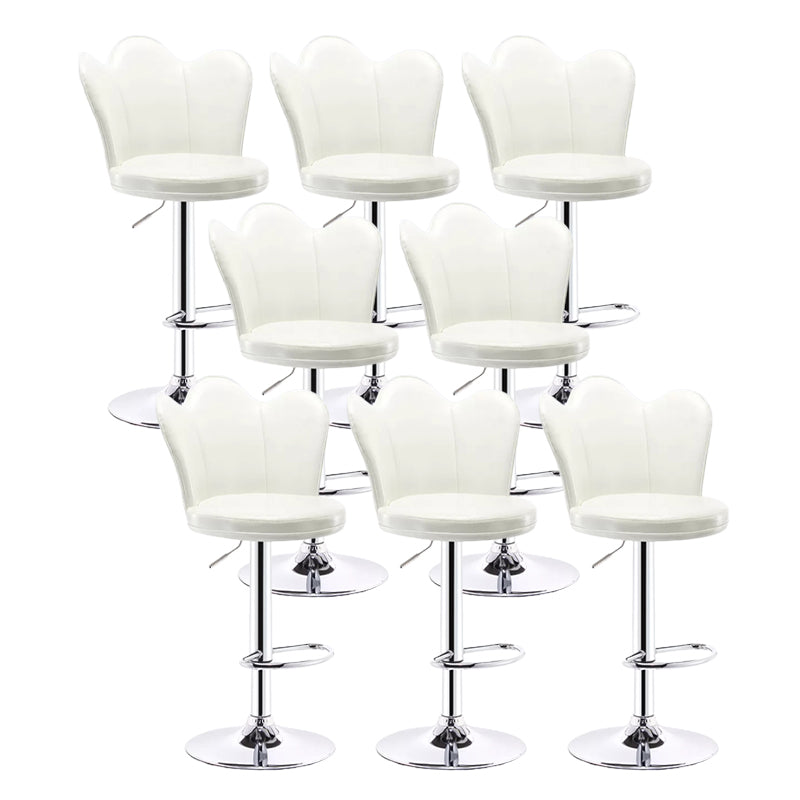 Contemporary Metal Barstool Velvet Footrest Low Back Stool with Swivel in Matte Finish White 8 Piece Set Bar Stool(31"H) Clearhalo 'Bar Furniture' 'Bar Stools' 'bar_stools' 'furn' 'furn_bar_stools' 'Furniture' 'Kitchen & Dining Furniture' 5813189