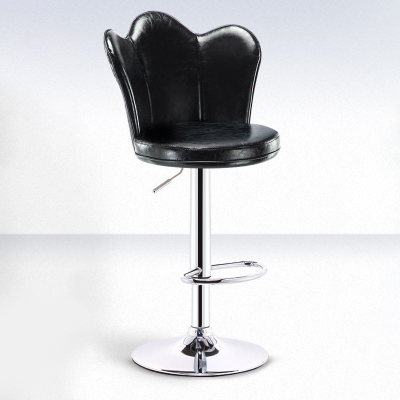 Contemporary Metal Barstool Velvet Footrest Low Back Stool with Swivel in Matte Finish Clearhalo 'Bar Furniture' 'Bar Stools' 'bar_stools' 'furn' 'furn_bar_stools' 'Furniture' 'Kitchen & Dining Furniture' 5813191