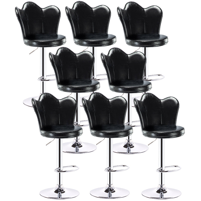 Contemporary Metal Barstool Velvet Footrest Low Back Stool with Swivel in Matte Finish Black 8 Piece Set Bar Stool(31"H) Clearhalo 'Bar Furniture' 'Bar Stools' 'bar_stools' 'furn' 'furn_bar_stools' 'Furniture' 'Kitchen & Dining Furniture' 5813198