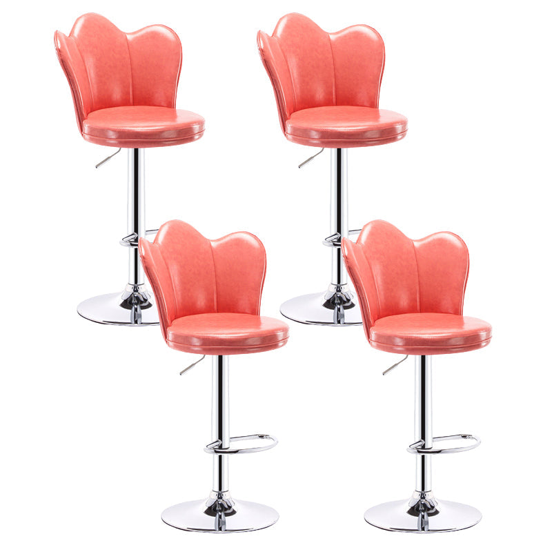 Contemporary Metal Barstool Velvet Footrest Low Back Stool with Swivel in Matte Finish Pink 4 Piece Set Bar Stool(31"H) Clearhalo 'Bar Furniture' 'Bar Stools' 'bar_stools' 'furn' 'furn_bar_stools' 'Furniture' 'Kitchen & Dining Furniture' 5813199
