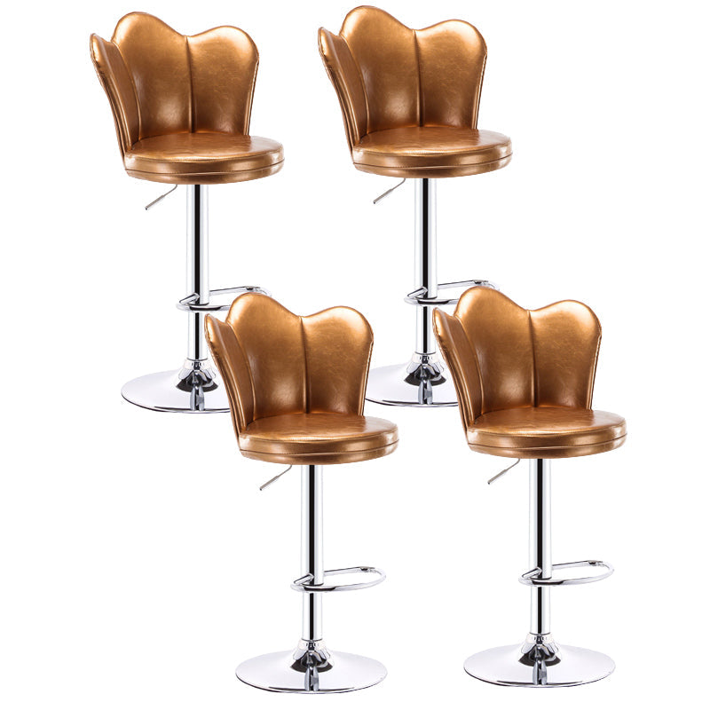 Contemporary Metal Barstool Velvet Footrest Low Back Stool with Swivel in Matte Finish Gold 4 Piece Set Bar Stool(31"H) Clearhalo 'Bar Furniture' 'Bar Stools' 'bar_stools' 'furn' 'furn_bar_stools' 'Furniture' 'Kitchen & Dining Furniture' 5813201