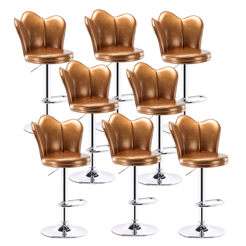 Contemporary Metal Barstool Velvet Footrest Low Back Stool with Swivel in Matte Finish Gold 8 Piece Set Bar Stool(31"H) Clearhalo 'Bar Furniture' 'Bar Stools' 'bar_stools' 'furn' 'furn_bar_stools' 'Furniture' 'Kitchen & Dining Furniture' 5813202