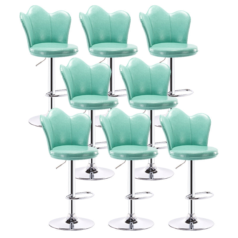 Contemporary Metal Barstool Velvet Footrest Low Back Stool with Swivel in Matte Finish Green 8 Piece Set Bar Stool(31"H) Clearhalo 'Bar Furniture' 'Bar Stools' 'bar_stools' 'furn' 'furn_bar_stools' 'Furniture' 'Kitchen & Dining Furniture' 5813204