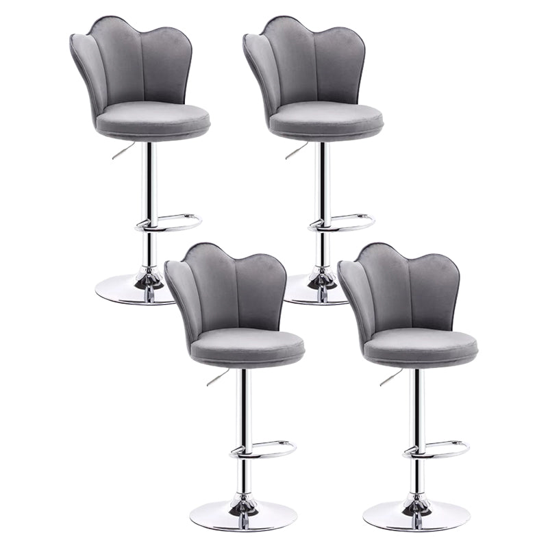 Contemporary Metal Barstool Velvet Footrest Low Back Stool with Swivel in Matte Finish Grey 4 Piece Set Bar Stool(31"H) Clearhalo 'Bar Furniture' 'Bar Stools' 'bar_stools' 'furn' 'furn_bar_stools' 'Furniture' 'Kitchen & Dining Furniture' 5813205