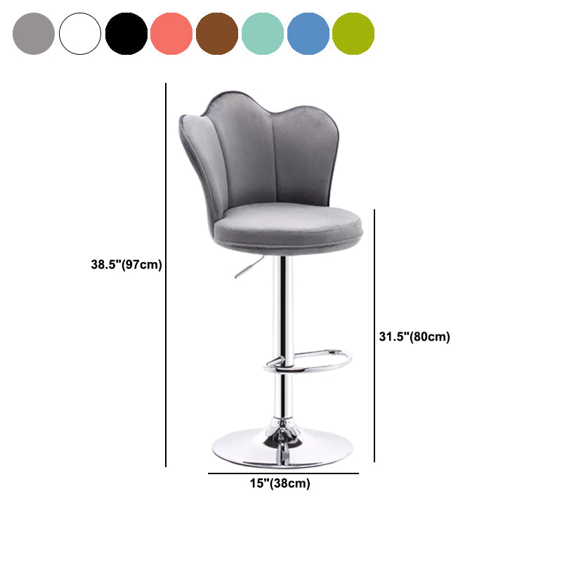 Contemporary Metal Barstool Velvet Footrest Low Back Stool with Swivel in Matte Finish Clearhalo 'Bar Furniture' 'Bar Stools' 'bar_stools' 'furn' 'furn_bar_stools' 'Furniture' 'Kitchen & Dining Furniture' 5813207