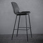 Scandinavian Armless Bar Stools Faux Leather Low Back Barstool with 4 Black Legs