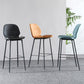 Scandinavian Armless Bar Stools Faux Leather Low Back Barstool with 4 Black Legs