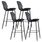 Scandinavian Armless Bar Stools Faux Leather Low Back Barstool with 4 Black Legs