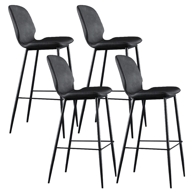 Scandinavian Armless Bar Stools Faux Leather Low Back Barstool with 4 Black Legs Dark Gray 4 Piece Set Clearhalo 'Bar Furniture' 'Bar Stools' 'bar_stools' 'furn' 'furn_bar_stools' 'Furniture' 'Kitchen & Dining Furniture' 5813268
