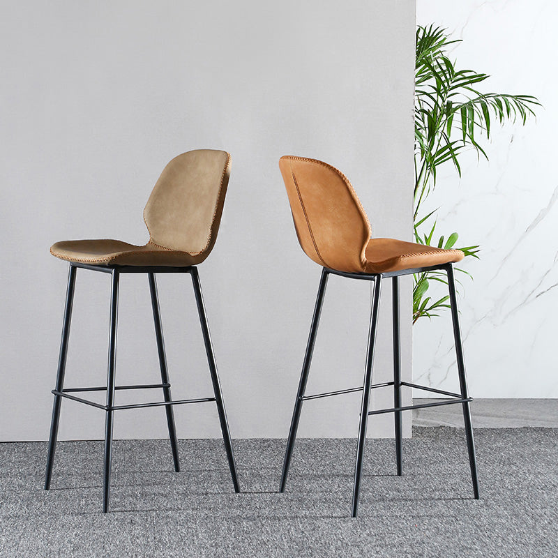 Scandinavian Armless Bar Stools Faux Leather Low Back Barstool with 4 Black Legs Clearhalo 'Bar Furniture' 'Bar Stools' 'bar_stools' 'furn' 'furn_bar_stools' 'Furniture' 'Kitchen & Dining Furniture' 5813269