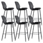 Scandinavian Armless Bar Stools Faux Leather Low Back Barstool with 4 Black Legs