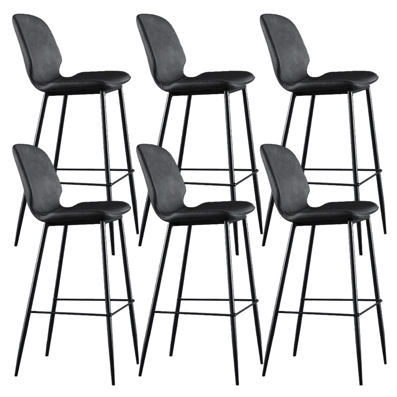 Scandinavian Armless Bar Stools Faux Leather Low Back Barstool with 4 Black Legs Dark Gray 6 Piece Set Clearhalo 'Bar Furniture' 'Bar Stools' 'bar_stools' 'furn' 'furn_bar_stools' 'Furniture' 'Kitchen & Dining Furniture' 5813270