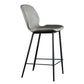 Scandinavian Armless Bar Stools Faux Leather Low Back Barstool with 4 Black Legs