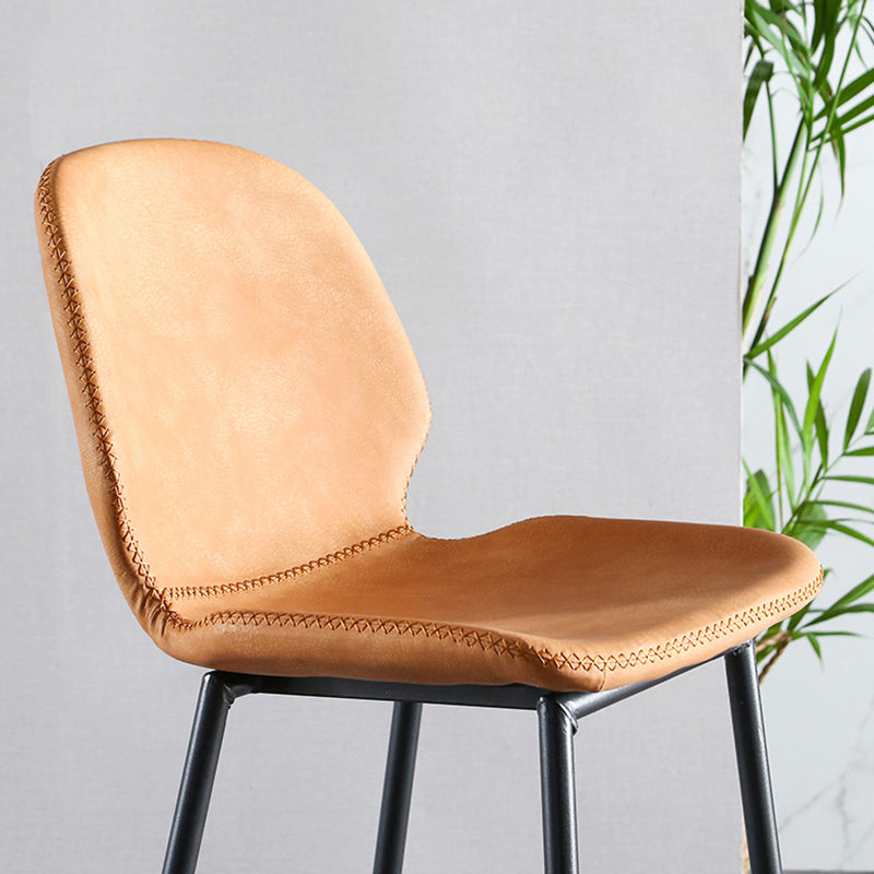 Scandinavian Armless Bar Stools Faux Leather Low Back Barstool with 4 Black Legs Clearhalo 'Bar Furniture' 'Bar Stools' 'bar_stools' 'furn' 'furn_bar_stools' 'Furniture' 'Kitchen & Dining Furniture' 5813273