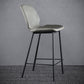 Scandinavian Armless Bar Stools Faux Leather Low Back Barstool with 4 Black Legs