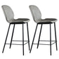 Scandinavian Armless Bar Stools Faux Leather Low Back Barstool with 4 Black Legs