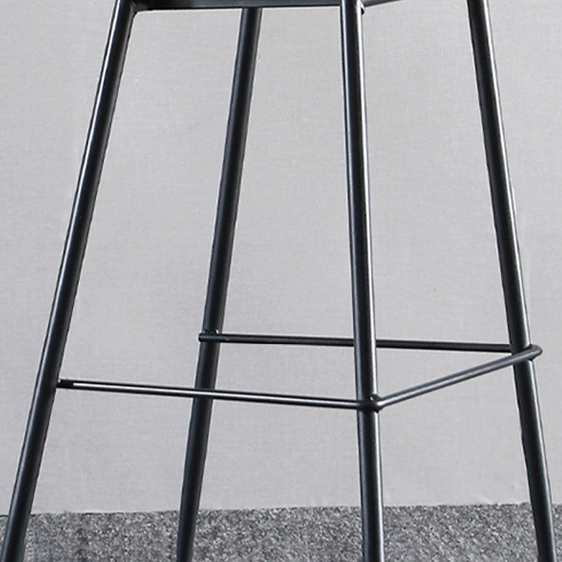 Scandinavian Armless Bar Stools Faux Leather Low Back Barstool with 4 Black Legs
