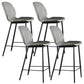 Scandinavian Armless Bar Stools Faux Leather Low Back Barstool with 4 Black Legs
