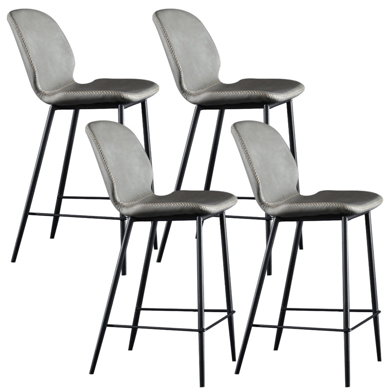 Scandinavian Armless Bar Stools Faux Leather Low Back Barstool with 4 Black Legs Light Gray 4 Piece Set Clearhalo 'Bar Furniture' 'Bar Stools' 'bar_stools' 'furn' 'furn_bar_stools' 'Furniture' 'Kitchen & Dining Furniture' 5813278