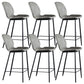 Scandinavian Armless Bar Stools Faux Leather Low Back Barstool with 4 Black Legs