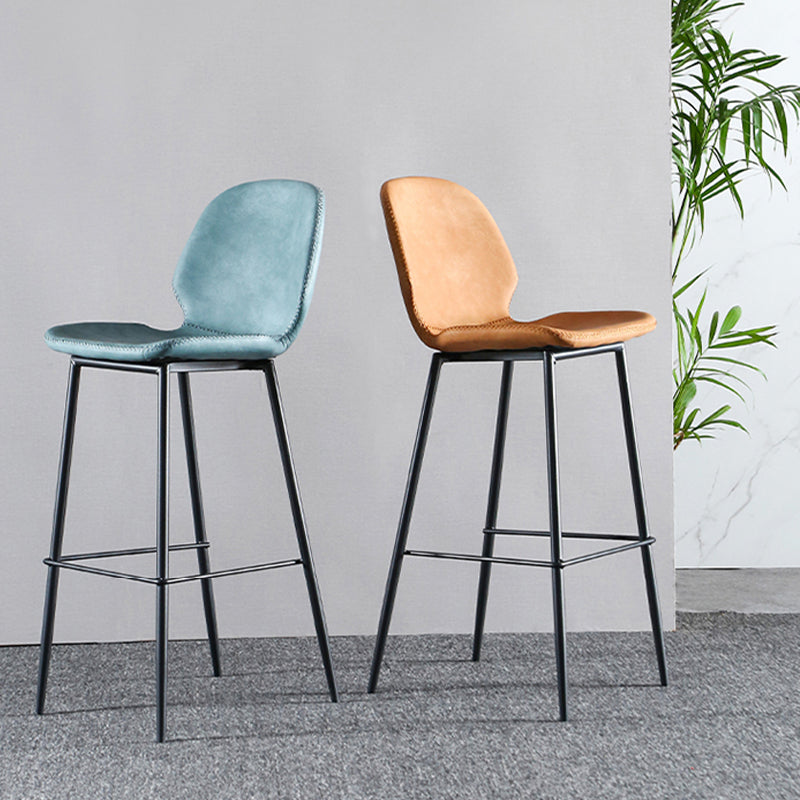 Scandinavian Armless Bar Stools Faux Leather Low Back Barstool with 4 Black Legs Clearhalo 'Bar Furniture' 'Bar Stools' 'bar_stools' 'furn' 'furn_bar_stools' 'Furniture' 'Kitchen & Dining Furniture' 5813282