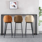 Scandinavian Armless Bar Stools Faux Leather Low Back Barstool with 4 Black Legs
