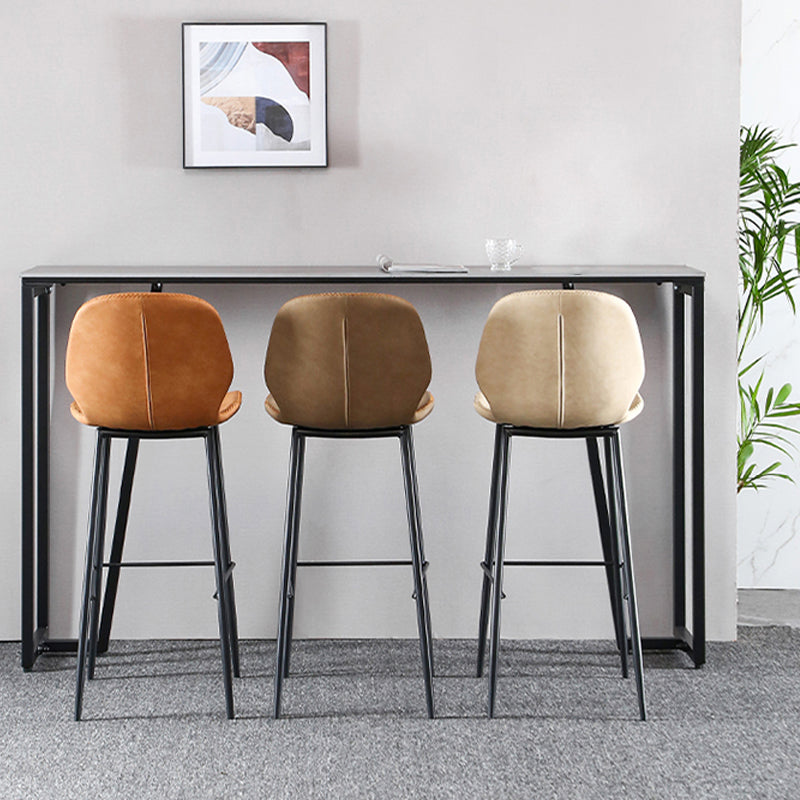 Scandinavian Armless Bar Stools Faux Leather Low Back Barstool with 4 Black Legs Clearhalo 'Bar Furniture' 'Bar Stools' 'bar_stools' 'furn' 'furn_bar_stools' 'Furniture' 'Kitchen & Dining Furniture' 5813284
