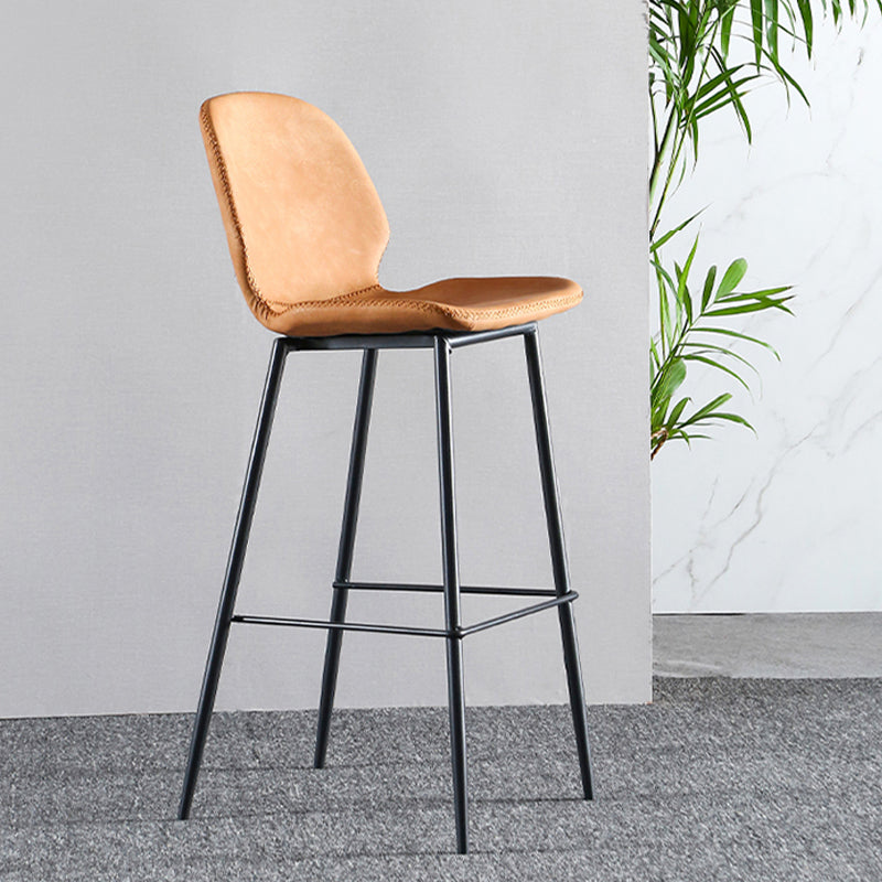 Scandinavian Armless Bar Stools Faux Leather Low Back Barstool with 4 Black Legs Clearhalo 'Bar Furniture' 'Bar Stools' 'bar_stools' 'furn' 'furn_bar_stools' 'Furniture' 'Kitchen & Dining Furniture' 5813285