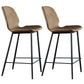 Scandinavian Armless Bar Stools Faux Leather Low Back Barstool with 4 Black Legs