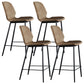 Scandinavian Armless Bar Stools Faux Leather Low Back Barstool with 4 Black Legs