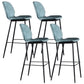 Scandinavian Armless Bar Stools Faux Leather Low Back Barstool with 4 Black Legs
