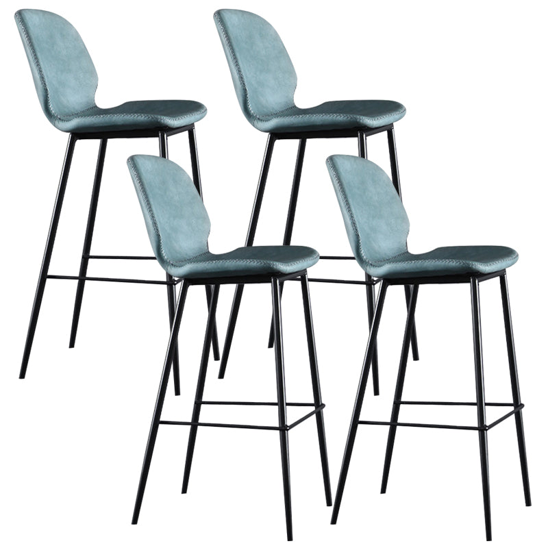 Scandinavian Armless Bar Stools Faux Leather Low Back Barstool with 4 Black Legs Blue 4 Piece Set Clearhalo 'Bar Furniture' 'Bar Stools' 'bar_stools' 'furn' 'furn_bar_stools' 'Furniture' 'Kitchen & Dining Furniture' 5813293