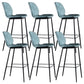 Scandinavian Armless Bar Stools Faux Leather Low Back Barstool with 4 Black Legs