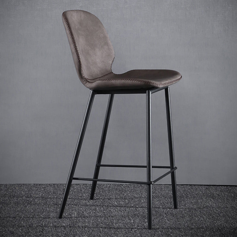 Scandinavian Armless Bar Stools Faux Leather Low Back Barstool with 4 Black Legs Dark Brown 1 Piece Clearhalo 'Bar Furniture' 'Bar Stools' 'bar_stools' 'furn' 'furn_bar_stools' 'Furniture' 'Kitchen & Dining Furniture' 5813296