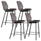 Scandinavian Armless Bar Stools Faux Leather Low Back Barstool with 4 Black Legs