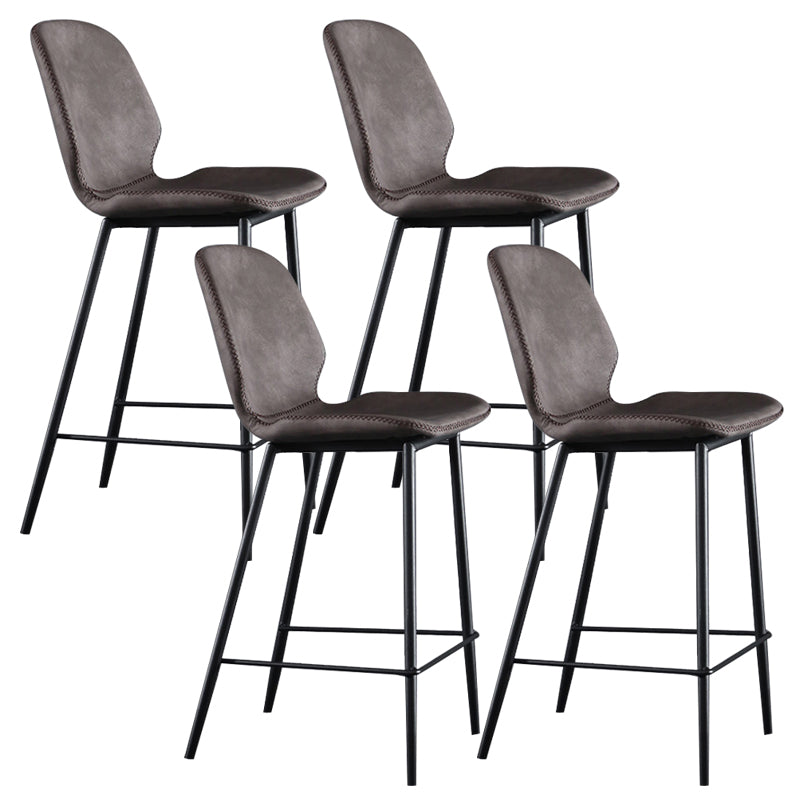 Scandinavian Armless Bar Stools Faux Leather Low Back Barstool with 4 Black Legs Dark Brown 4 Piece Set Clearhalo 'Bar Furniture' 'Bar Stools' 'bar_stools' 'furn' 'furn_bar_stools' 'Furniture' 'Kitchen & Dining Furniture' 5813298