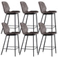 Scandinavian Armless Bar Stools Faux Leather Low Back Barstool with 4 Black Legs