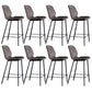 Scandinavian Armless Bar Stools Faux Leather Low Back Barstool with 4 Black Legs