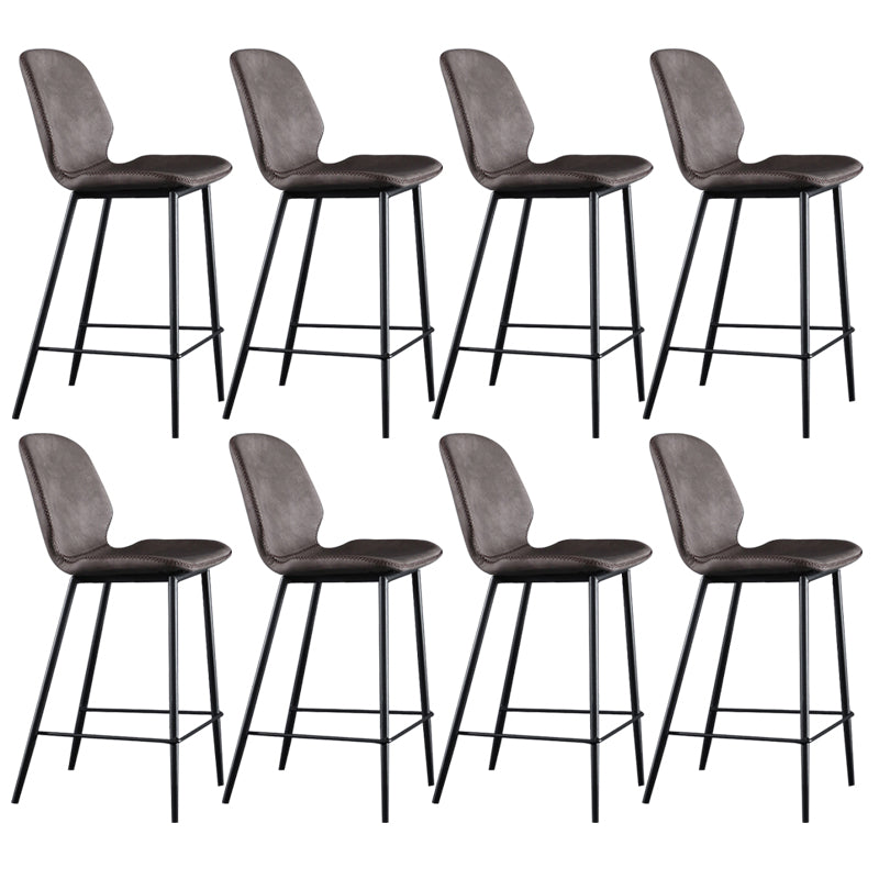 Scandinavian Armless Bar Stools Faux Leather Low Back Barstool with 4 Black Legs Dark Brown 8 Piece Set Clearhalo 'Bar Furniture' 'Bar Stools' 'bar_stools' 'furn' 'furn_bar_stools' 'Furniture' 'Kitchen & Dining Furniture' 5813300