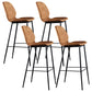 Scandinavian Armless Bar Stools Faux Leather Low Back Barstool with 4 Black Legs