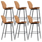 Scandinavian Armless Bar Stools Faux Leather Low Back Barstool with 4 Black Legs
