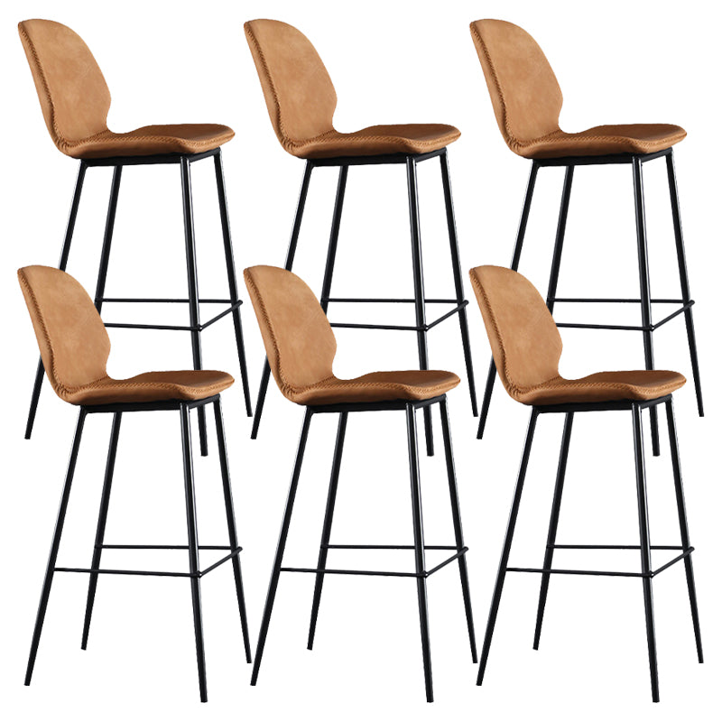 Scandinavian Armless Bar Stools Faux Leather Low Back Barstool with 4 Black Legs Orange 6 Piece Set Clearhalo 'Bar Furniture' 'Bar Stools' 'bar_stools' 'furn' 'furn_bar_stools' 'Furniture' 'Kitchen & Dining Furniture' 5813304