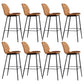 Scandinavian Armless Bar Stools Faux Leather Low Back Barstool with 4 Black Legs