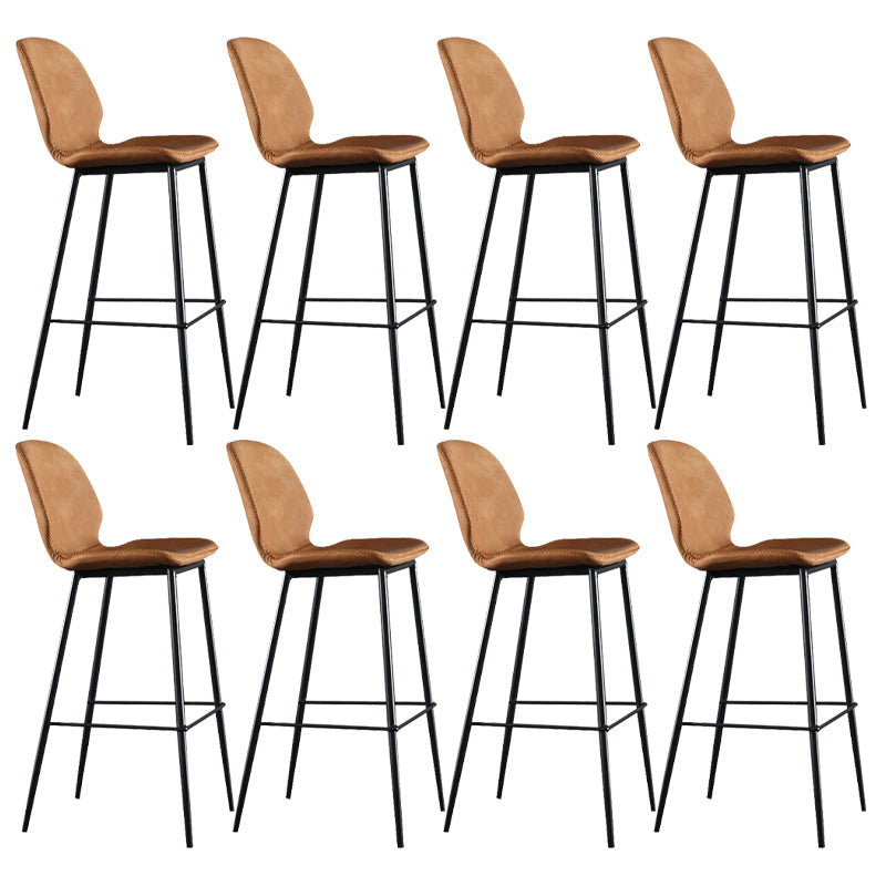 Scandinavian Armless Bar Stools Faux Leather Low Back Barstool with 4 Black Legs Orange 8 Piece Set Clearhalo 'Bar Furniture' 'Bar Stools' 'bar_stools' 'furn' 'furn_bar_stools' 'Furniture' 'Kitchen & Dining Furniture' 5813305