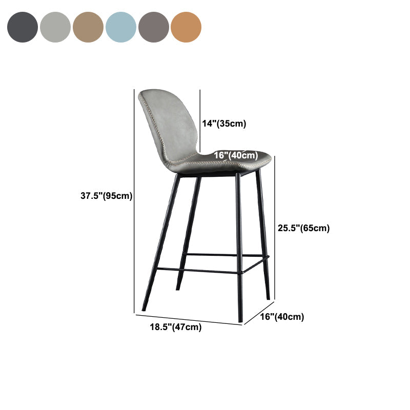 Scandinavian Armless Bar Stools Faux Leather Low Back Barstool with 4 Black Legs Clearhalo 'Bar Furniture' 'Bar Stools' 'bar_stools' 'furn' 'furn_bar_stools' 'Furniture' 'Kitchen & Dining Furniture' 5813306