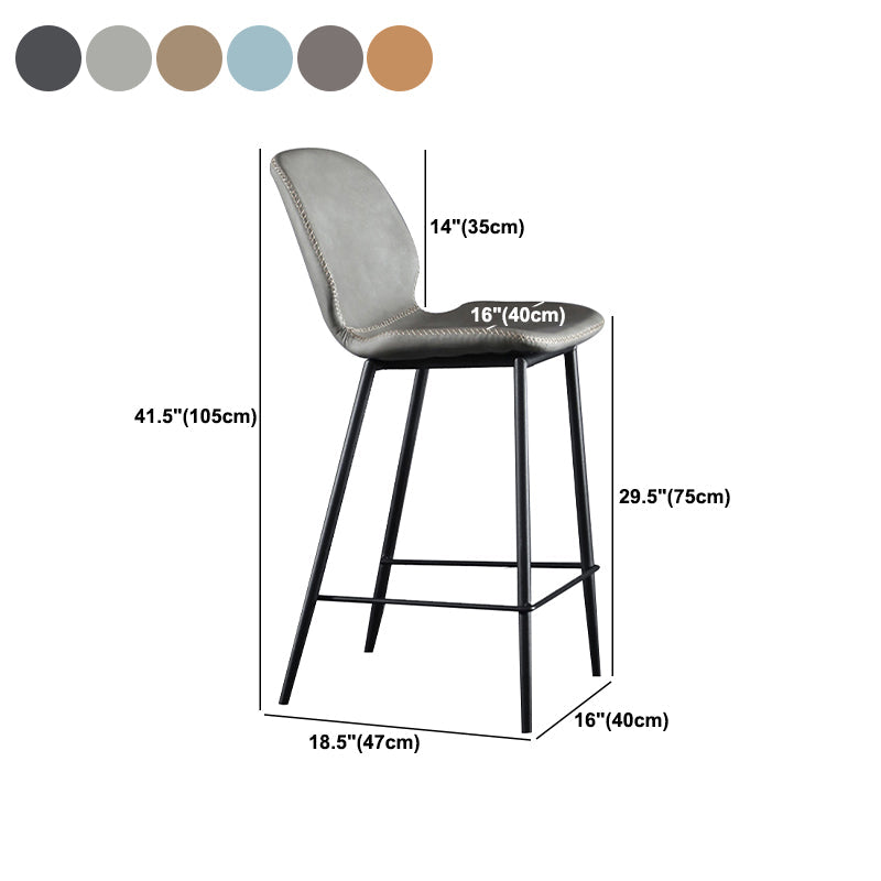 Scandinavian Armless Bar Stools Faux Leather Low Back Barstool with 4 Black Legs Clearhalo 'Bar Furniture' 'Bar Stools' 'bar_stools' 'furn' 'furn_bar_stools' 'Furniture' 'Kitchen & Dining Furniture' 5813307