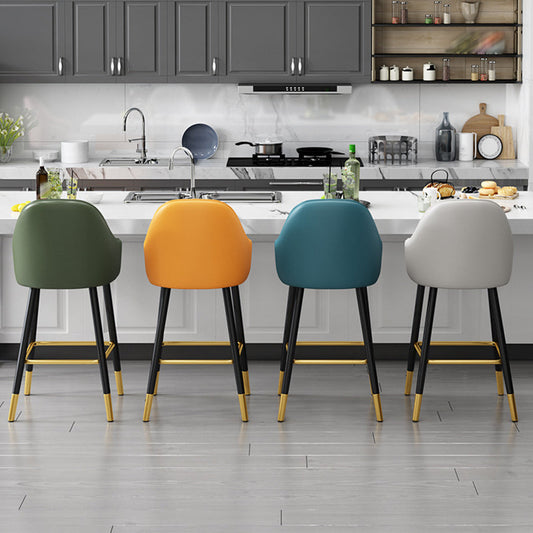 Glam Metal Stool PU Leather Barstools in Matte Finish for Indoor