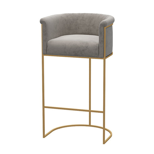 Bucket Seat Bar Stools Scandinavian Fabric Low Back Barstool for Restaurant Grey 1 Piece