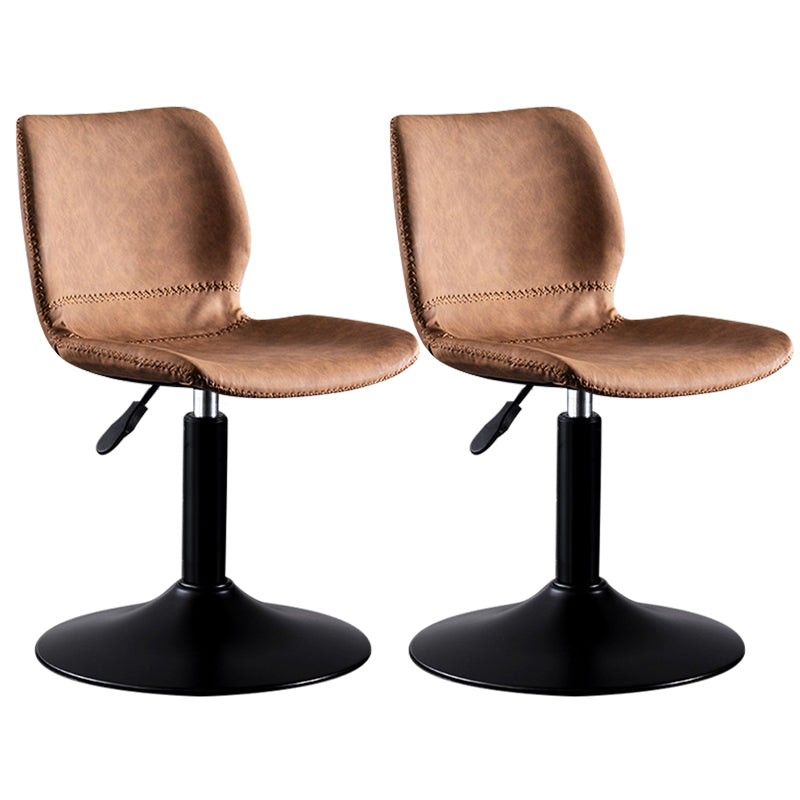 Contemporary Metal Barstool PU Leather Barstools in Matte Finish for Home Brown 2 Piece Set Short Stool(20"H) Clearhalo 'Bar Furniture' 'Bar Stools' 'bar_stools' 'furn' 'furn_bar_stools' 'Furniture' 'Kitchen & Dining Furniture' 5813531